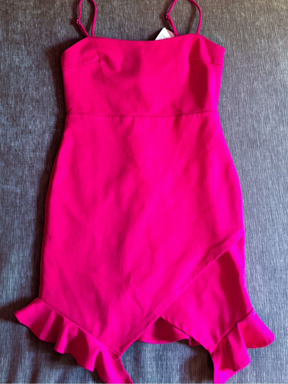 Just Me Hot Pink Ruffle Hem Mini Dress